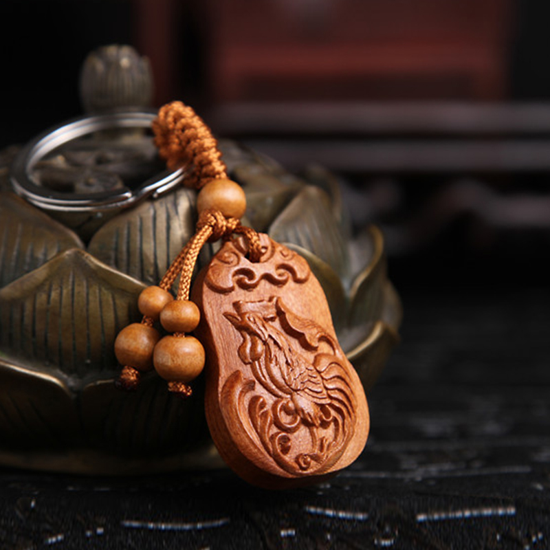 móc chìa khóa gỗ con gà móc chìa khóa gỗ con gà