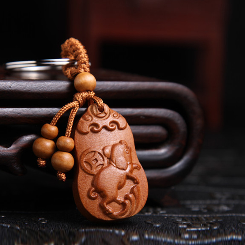 Móc chìa khóa gỗ con heo Móc chìa khóa gỗ con heo