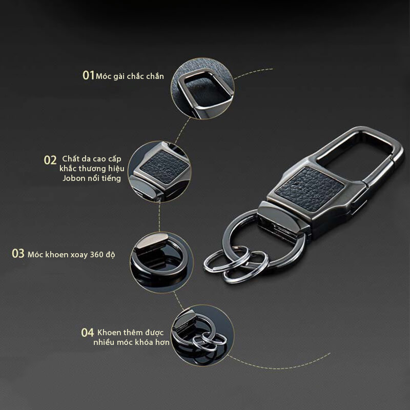 Móc chìa khóa ô tô Jobon ZB-158 màu đen Móc chìa khóa ô tô Jobon ZB-158 màu đen