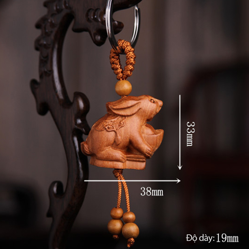 móc khóa bằng gỗ đào hình con thỏ móc khóa bằng gỗ đào hình con thỏ