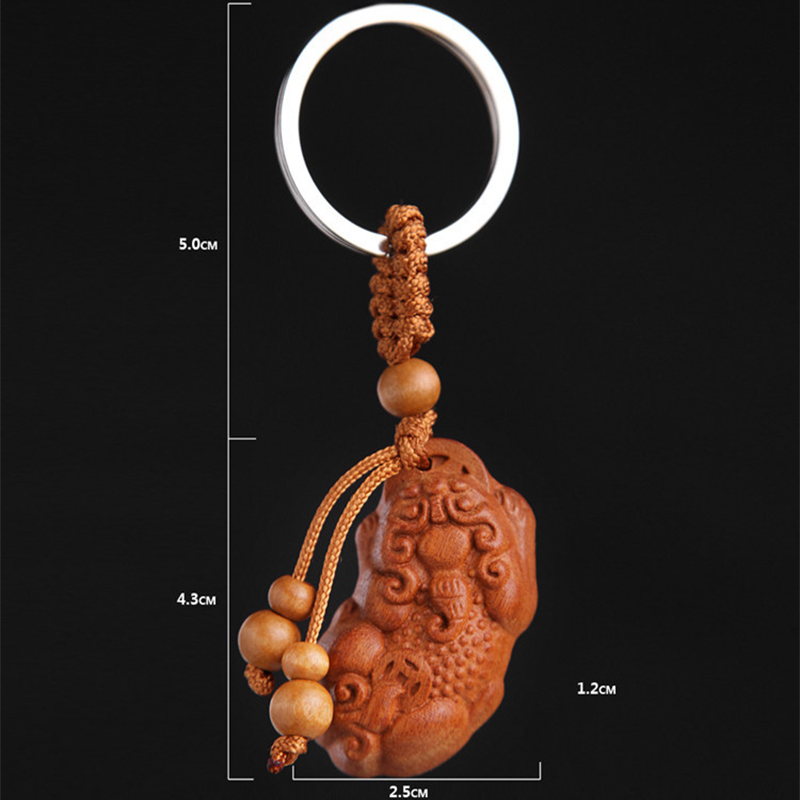 Móc khóa bằng gỗ hình tỳ hưu Móc khóa bằng gỗ hình tỳ hưu