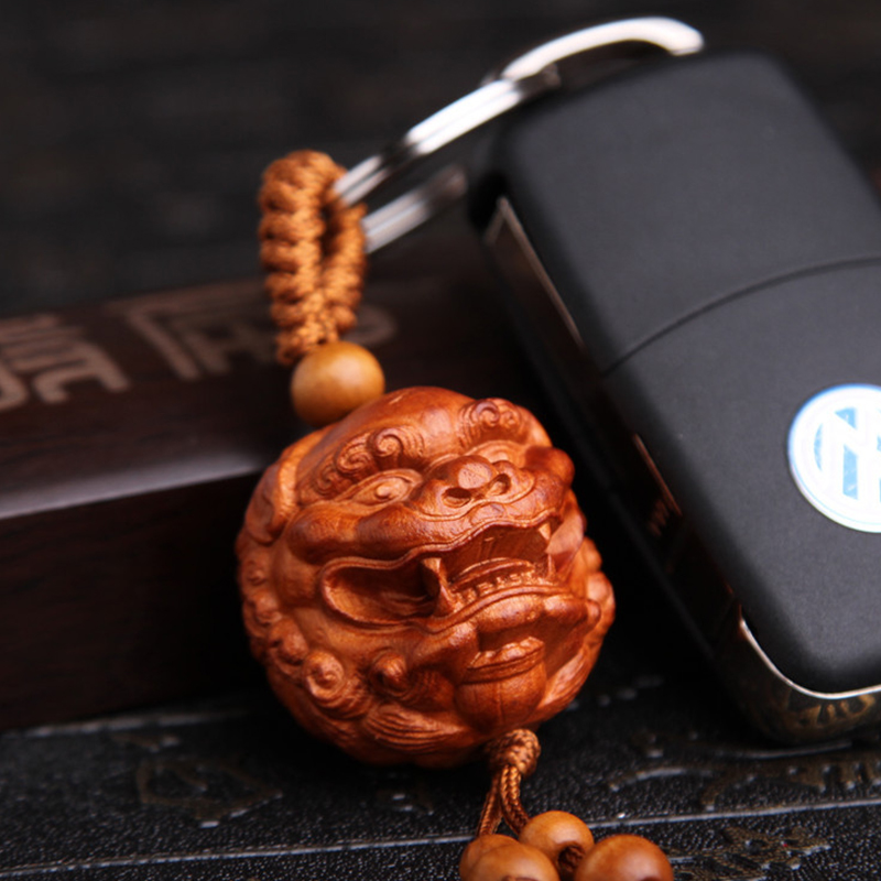 Móc khóa gỗ đầu kỳ lân Móc khóa gỗ đầu kỳ lân