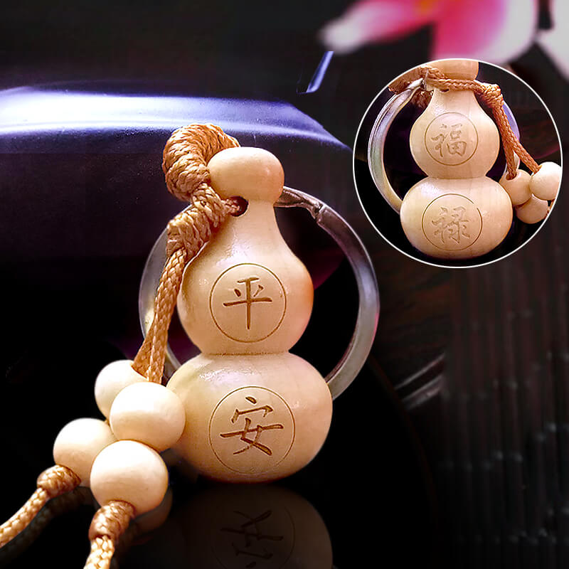 Móc khóa gỗ hình hồ lô phúc lộc bình an Móc khóa gỗ hình hồ lô phúc lộc bình an