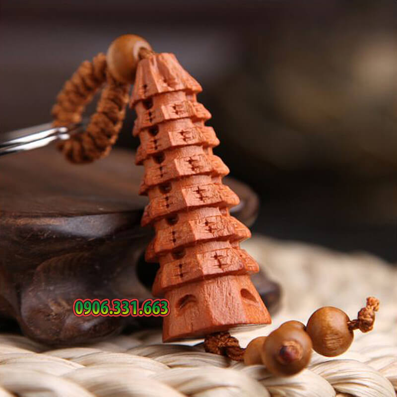 móc khóa gỗ hình tháp Văn Xương móc khóa gỗ hình tháp Văn Xương