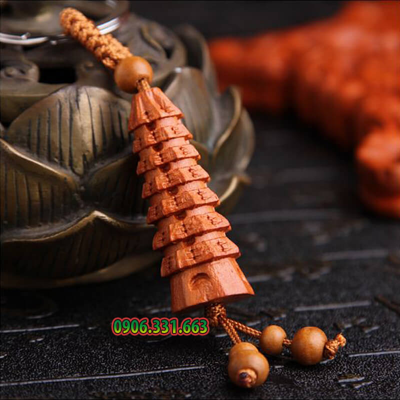 móc khóa gỗ hình tháp Văn Xương móc khóa gỗ hình tháp Văn Xương