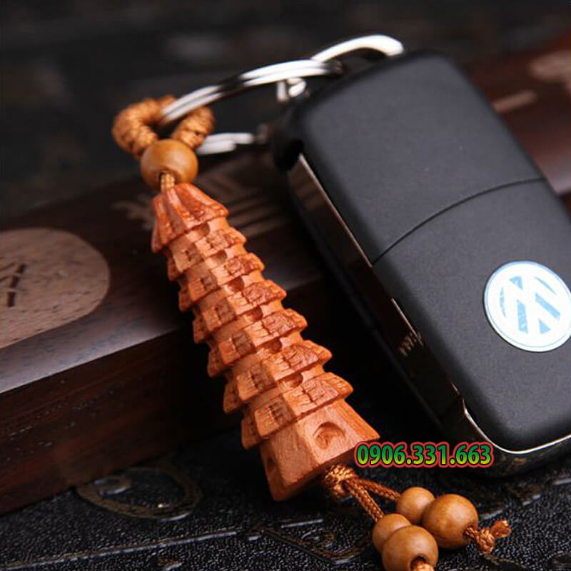 móc khóa gỗ hình tháp Văn Xương móc khóa gỗ hình tháp Văn Xương