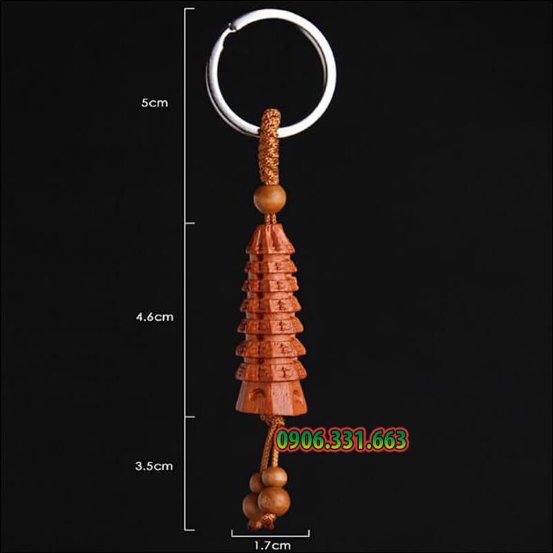 móc khóa gỗ hình tháp Văn Xương móc khóa gỗ hình tháp Văn Xương