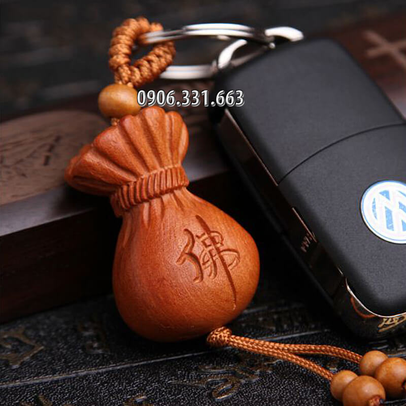 Móc khóa gỗ hình túi tiền Móc khóa gỗ hình túi tiền