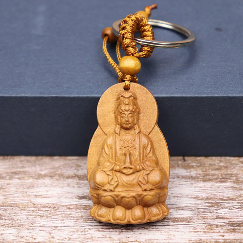 móc khóa gỗ quan âm hoa sen móc khóa gỗ quan âm hoa sen