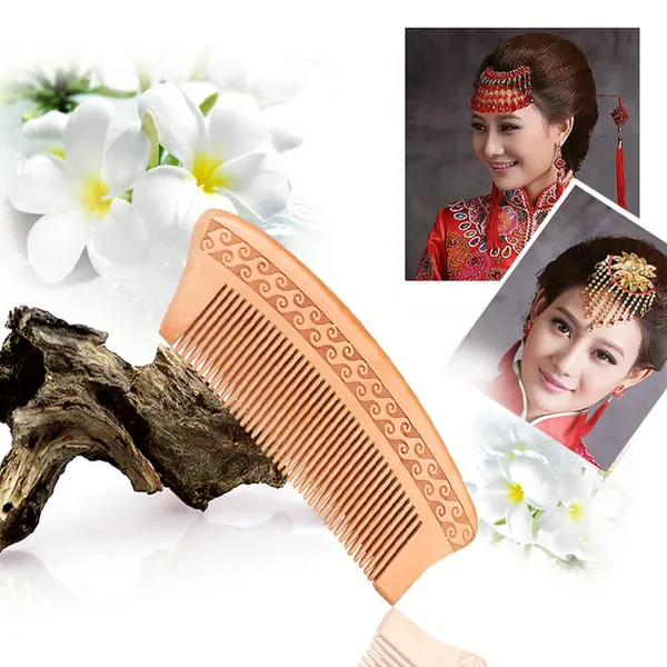 Lược chải đầu gỗ đào tự nhiên