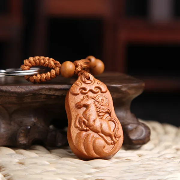 Móc chìa khóa gỗ con ngựa