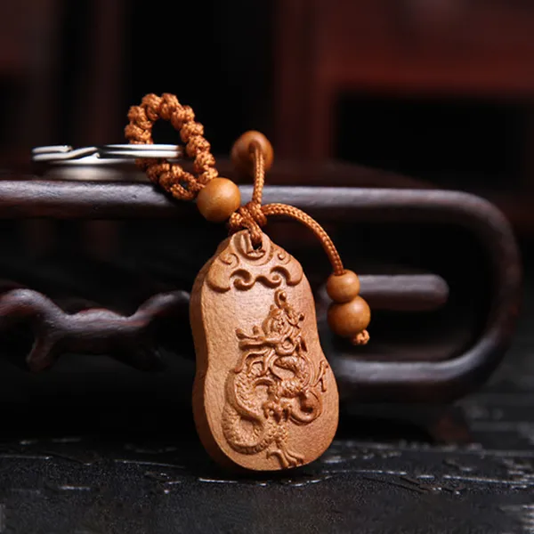 Móc chìa khóa gỗ con rồng