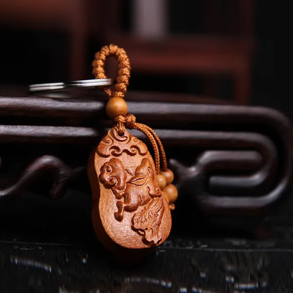 Móc chìa khóa gỗ con thỏ