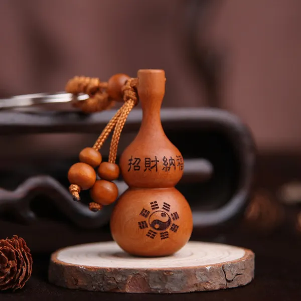 Móc chìa khóa gỗ hình hồ lô