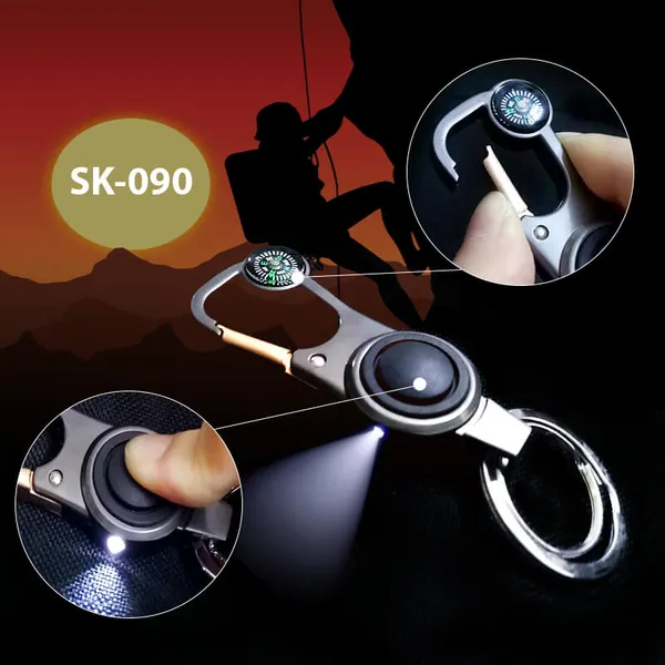 Móc khóa có đèn pin la bàn cài thắt lưng SK-090