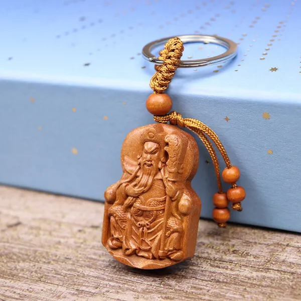 Móc Khóa Gỗ Thánh Quan Công Cầm Đao