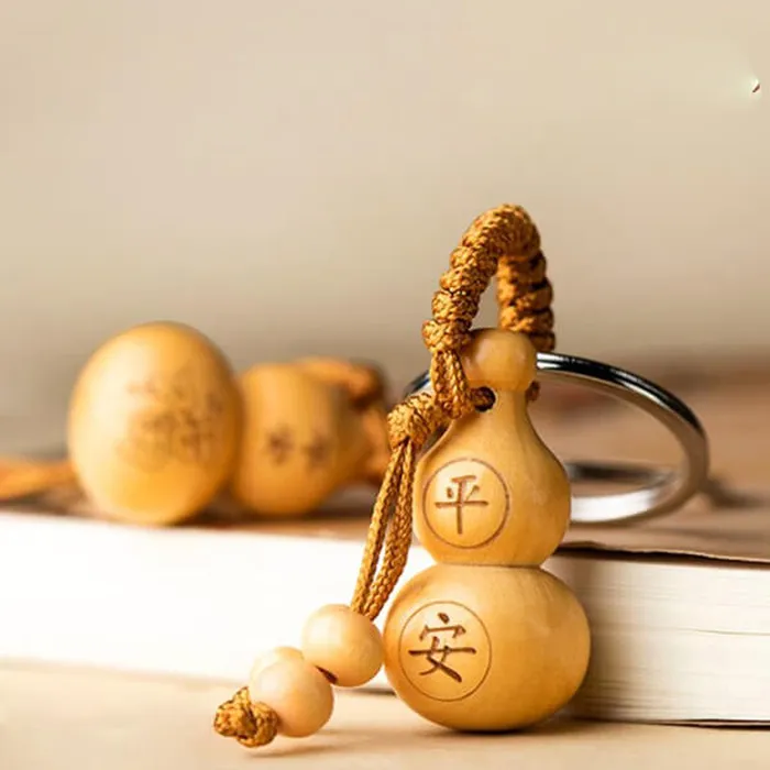 Móc khóa gỗ hình hồ lô phúc lộc bình an