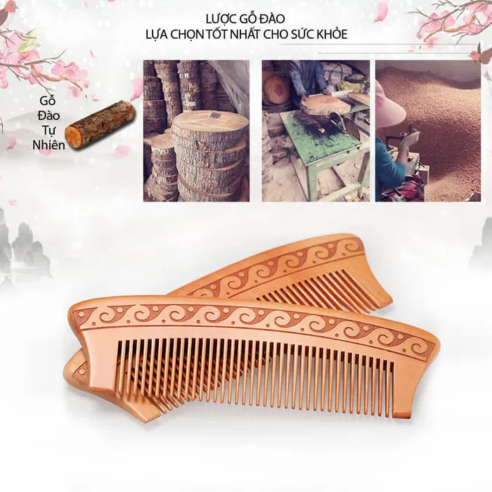 Lược bằng gỗ đào tự nhiên tốt cho tóc