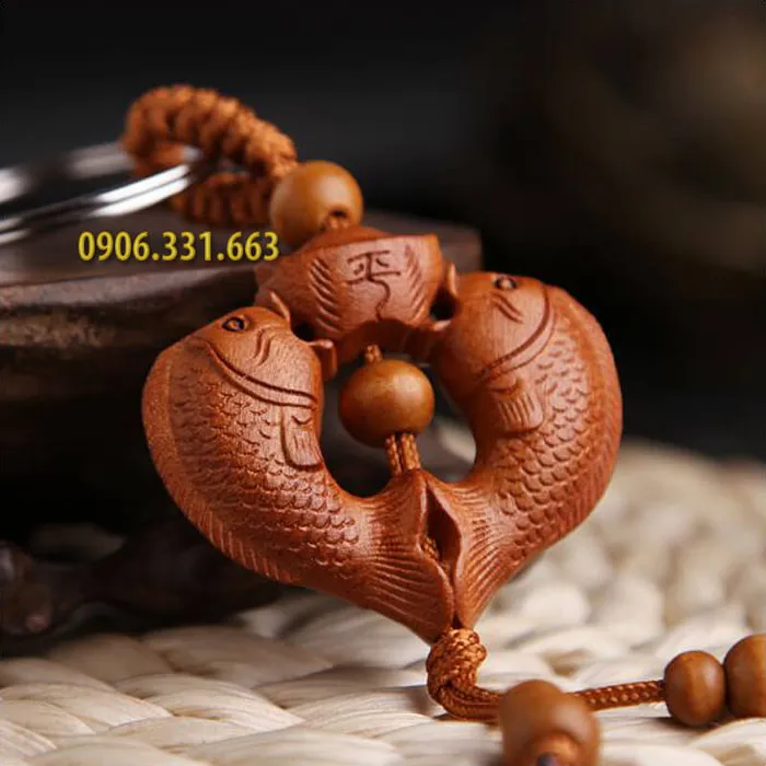 Móc khóa gỗ hình cá chép