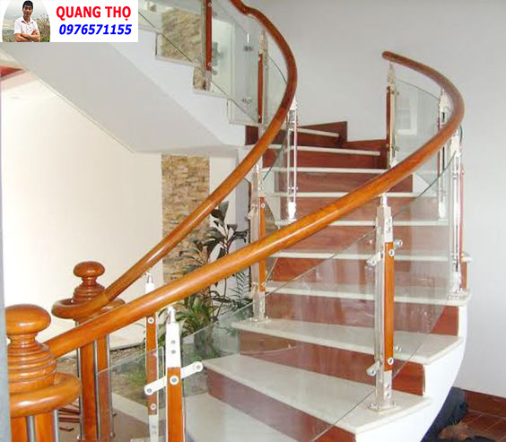 Mẫu Lan Can Kính Tay Vịn Gỗ - 9 Mẫu Lan Can Kính Tay Vịn Gỗ - 9