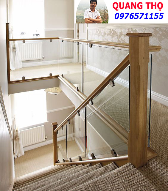 Mẫu Lan Can Kính Tay Vịn Gỗ - 3 Mẫu Lan Can Kính Tay Vịn Gỗ - 3