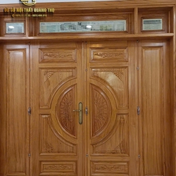 Mẫu cửa gỗ gõ đỏ 4 cánh đẹp