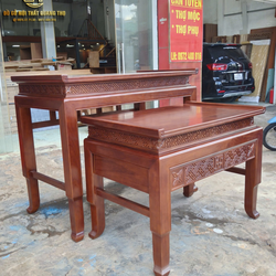 Mẫu bộ bàn thờ 2 món màu óc chó đẹp cho chung cư