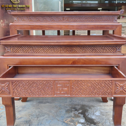 Mẫu bộ bàn thờ 2 món màu óc chó đẹp cho chung cư