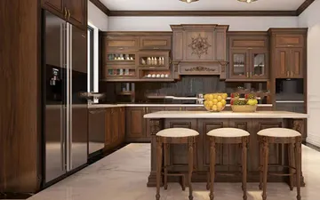 Tủ Bếp Gỗ Gõ Đỏ Tự Nhiên