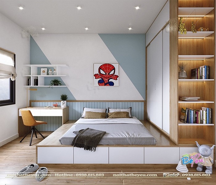 Phòng ngủ bé tai màu xanh ngọc