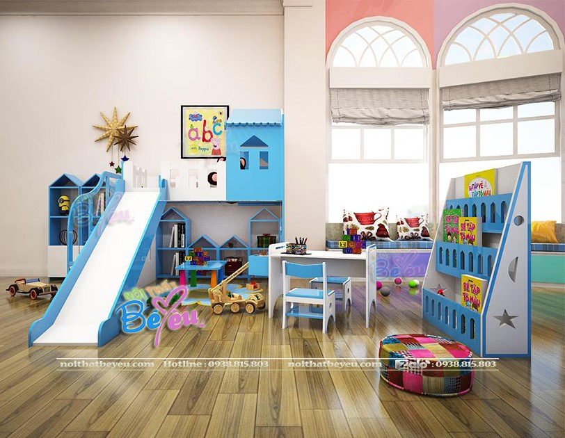 1 giuong tre em co cau truot mai nha cho be trai be gai noi that be yeu 0938815803