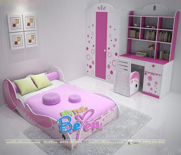 2. phong ngu tre em ca voi mau hong cho be gai - noi that be yeu