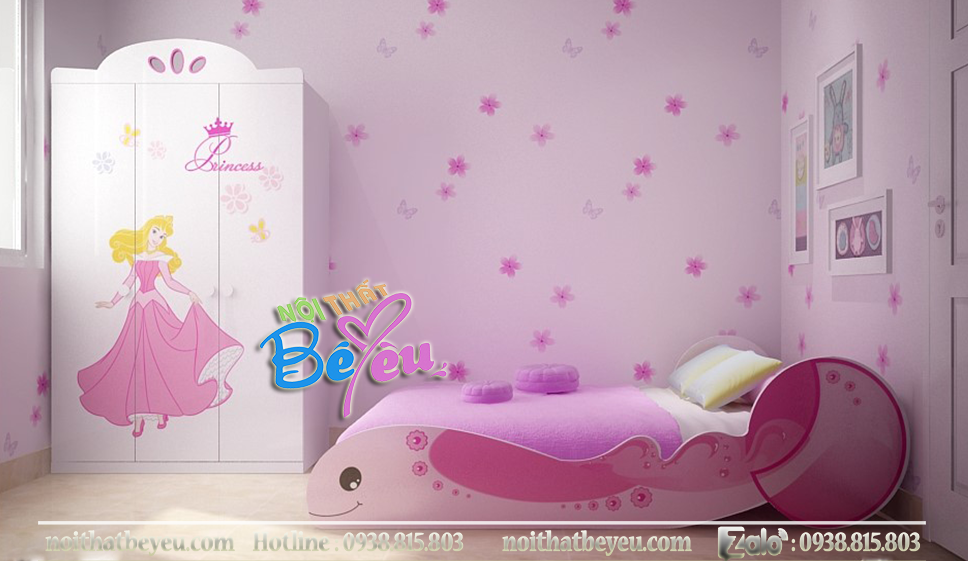 1. phong ngu tre em ca voi mau hong cho be gai - noi that be yeu 3