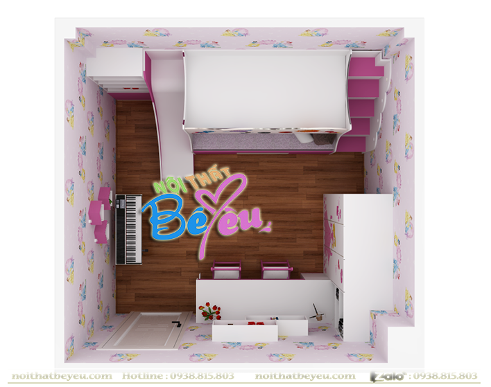 phong ngu tre em cho be gai giuong tang tre em cho be gai co cau trươt 4