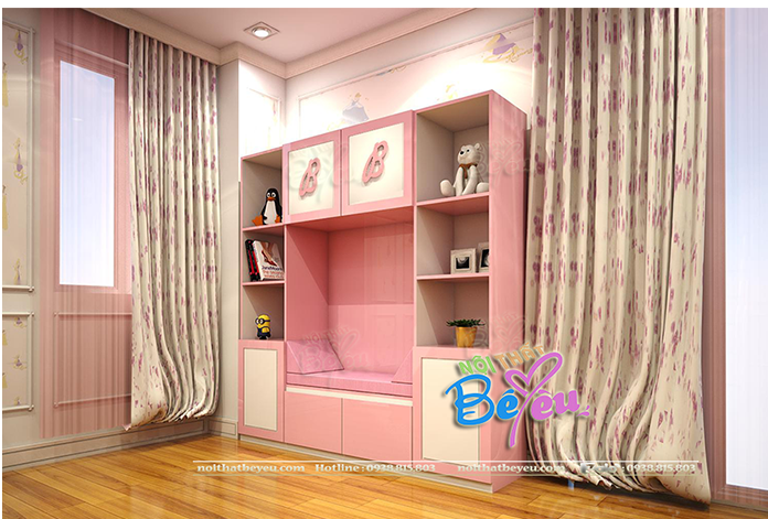2 Phòng ngủ cho 2 bé gái cong chua mau hong noithatbeyeu.com 0938815803