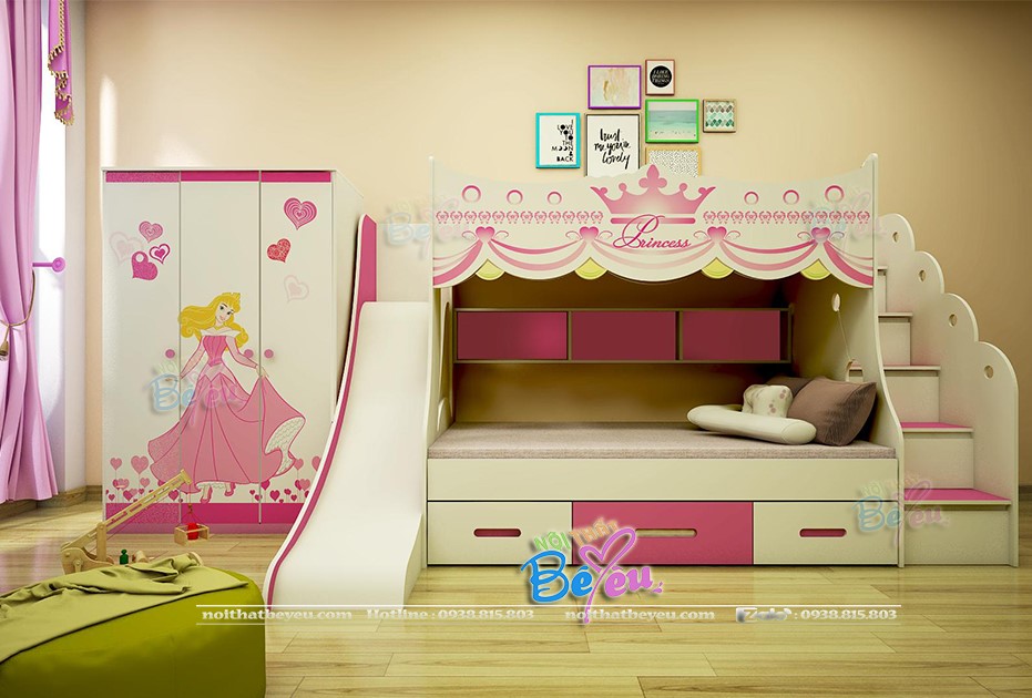 phong ngu cong chua mau hong cho be gai 1