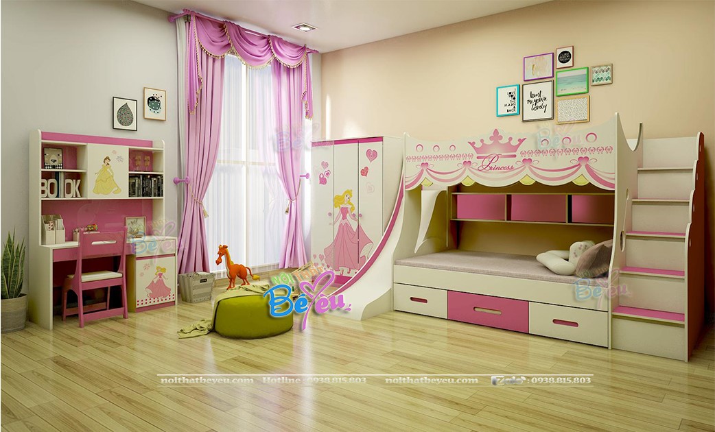 phong ngu cong chua mau hong cho be gai 6