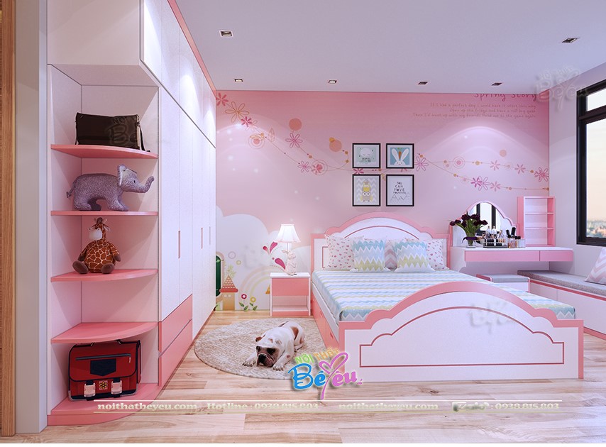 trang tri phong ngu be gai mau hong pastel don gian hien dai 10 den 12 tuoi