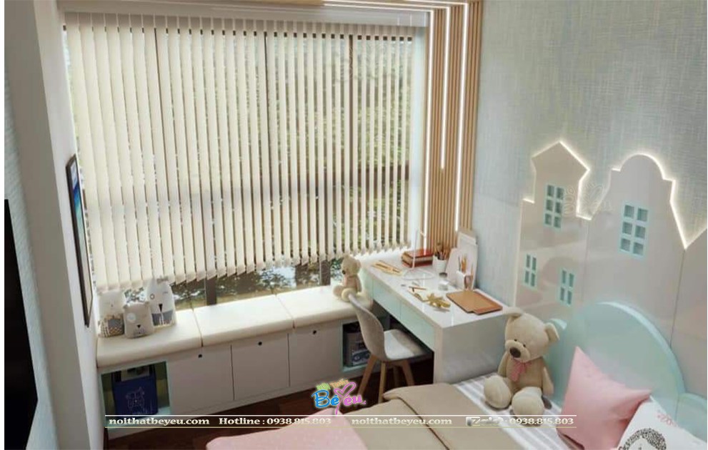 Phòng ngủ đẹp cho bé gái mau xanh mint cao cap