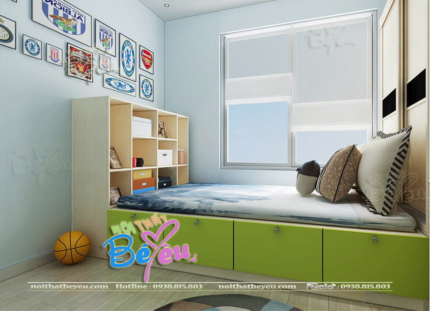 Trang tri phong ngu nho tiet kiem dien tich cho be trai be gai. noithatbeyeu.com 3