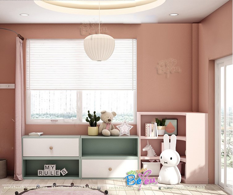 1 phong ngu be gai mau hong phan naht pastel don gian sang trong 4