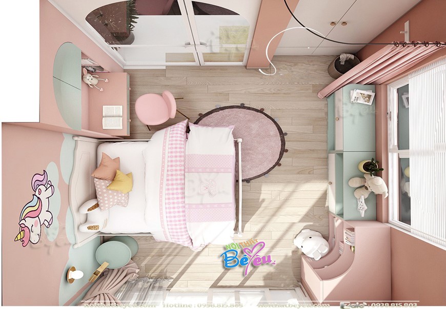 phong ngu be gai mau hong phan