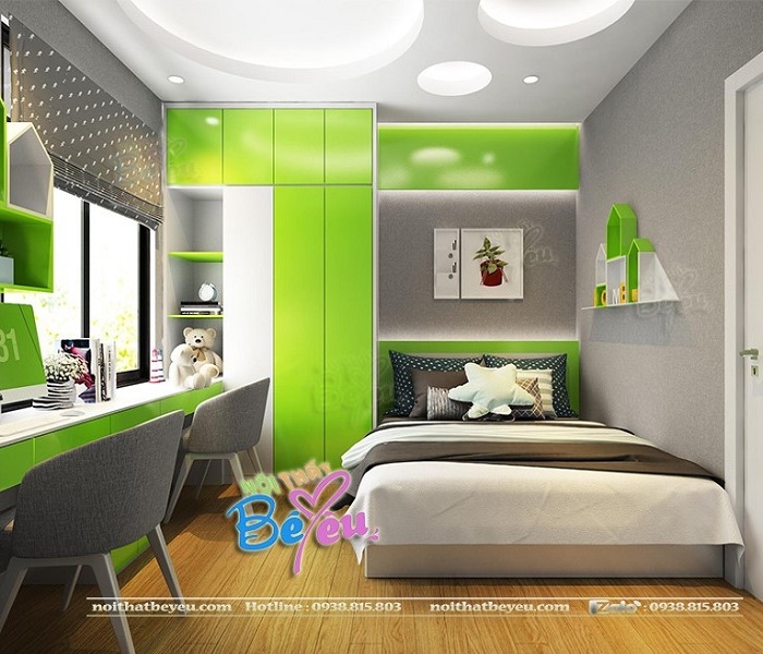 phong ngu be trai be gai mau xanh la xanh dương ngoc - noithatbeyeu.com 3