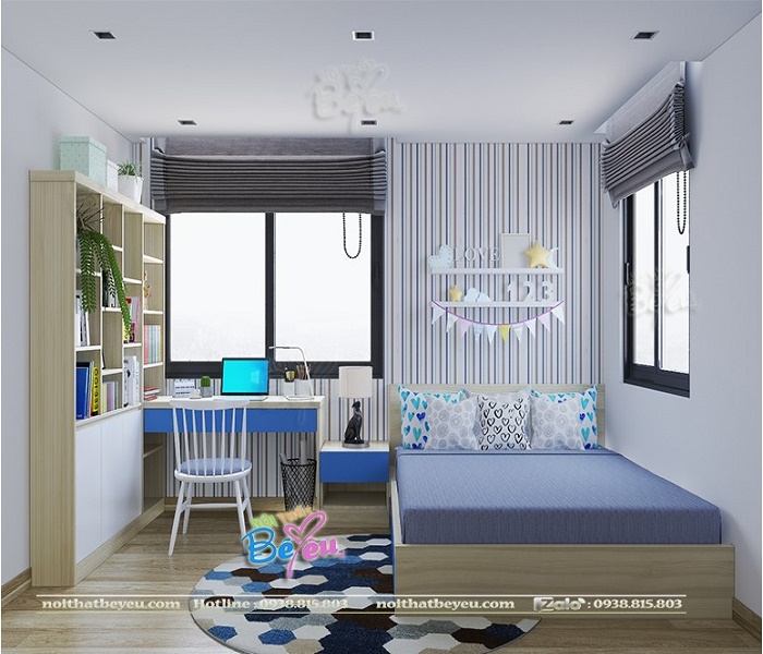 thiet ke phog ngu cho be trai 8, 10, 12, 15 tuoi noi that be yeu 5