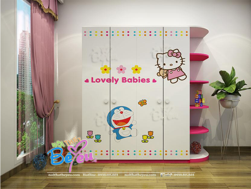 thiet ke phong ngu chung cho be trai va gai, phong ngu 2 chi em noithatbeyeu.com 3