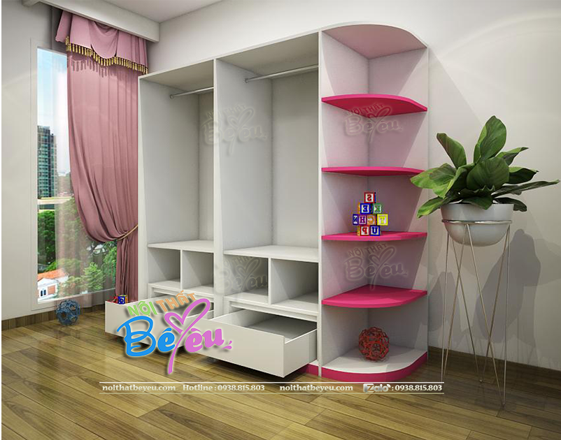 thiet ke phong ngu chung cho be trai va gai, phong ngu 2 chi em noithatbeyeu.com 4