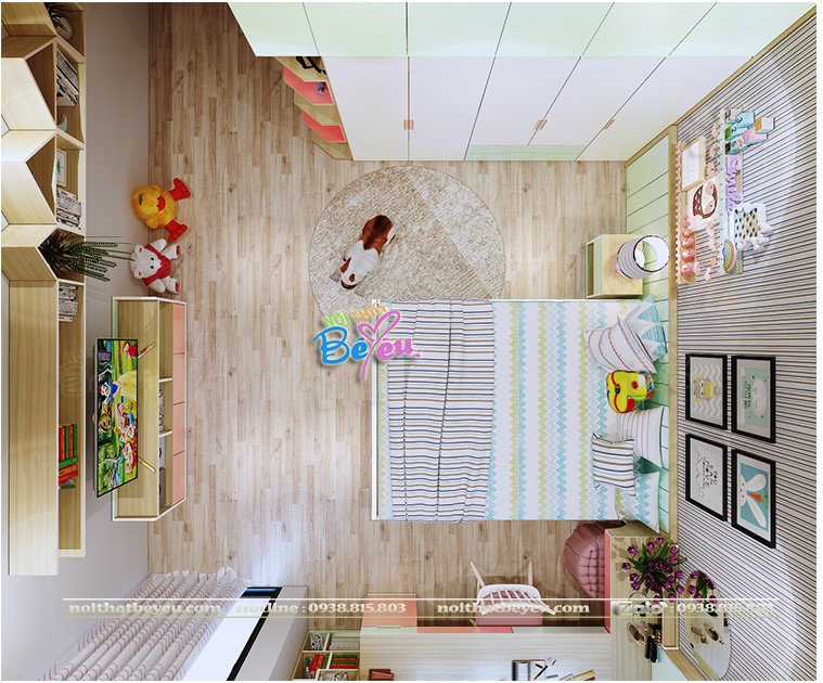 Trang tri phong ngủ con gai dep đơn giản diện tích nhỏ