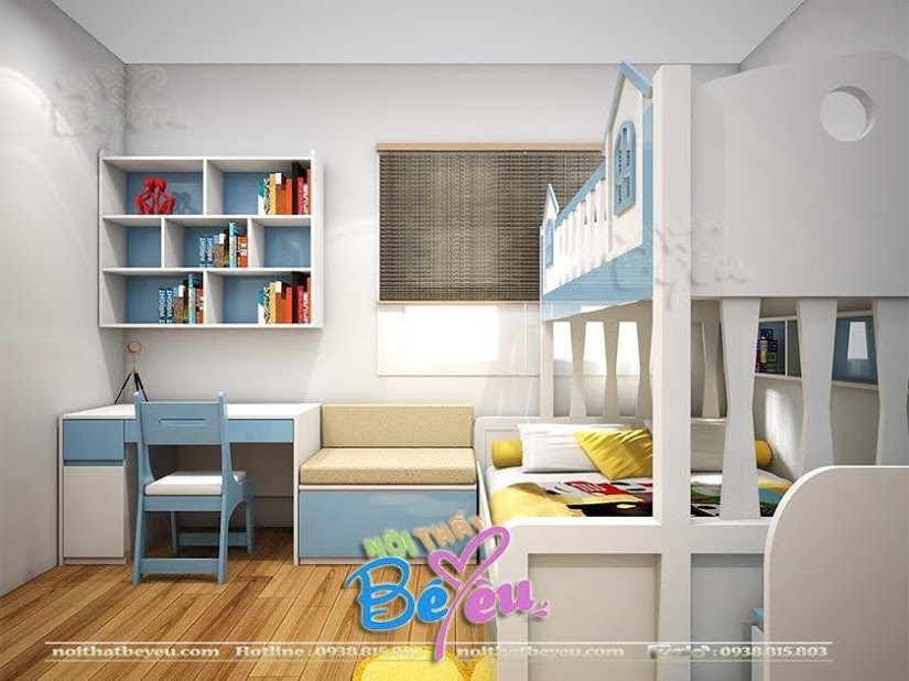 trang tri thiet ke phong ngu dep cho 2 be trai
