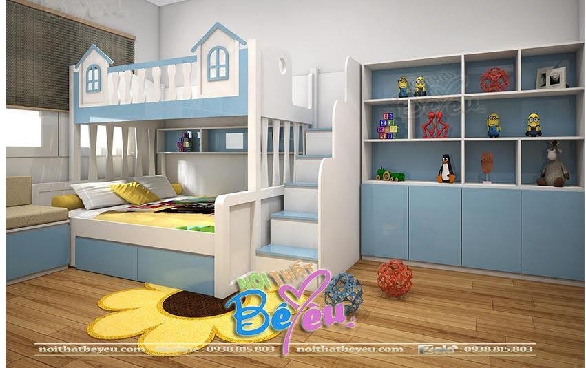 trang tri thiet ke phong ngu dep cho 2 be trai