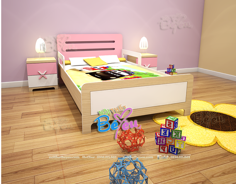 Phong ngu nho gon dep cho be gai mau hong don gian. noithatbeyeu.com 2